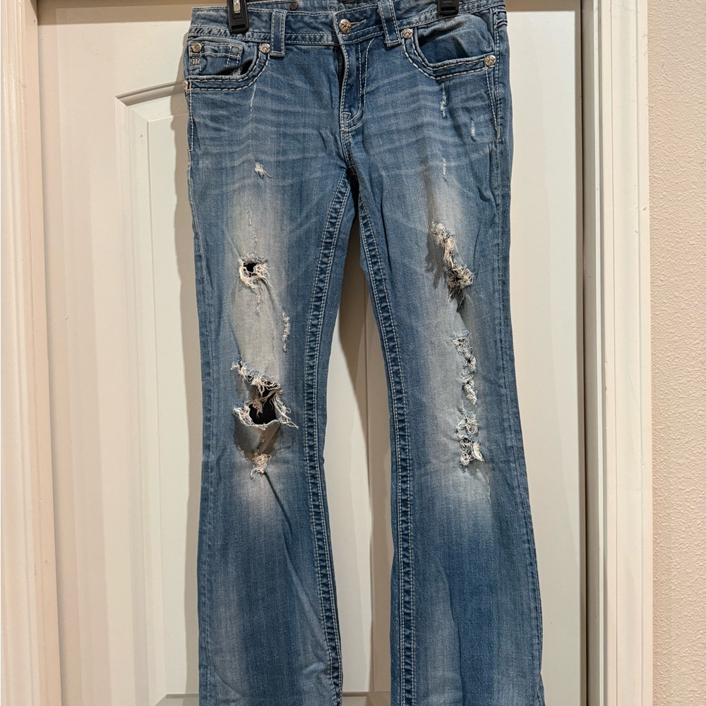Miss Me Light Blue Distressed Boot Cut Jeans